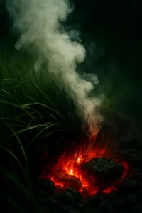 Smoldering Grass Close-up