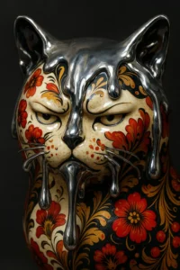 Кошачья надменность в хохломе